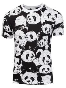 img 2 attached to Men''s classic black T-shirt with pandas and a round neckline for every day r.54