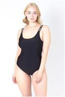 women''s one-piece swimsuit csiman with straps with print black, size 54 logo