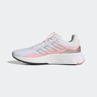 sneakers adidas, cloud white / silver metallic / acid red logo