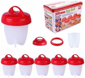 img 3 attached to Set of containers for boiling eggs without shell, 6 pcs, red, 6.5 x 6.5 x 9 cm