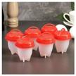 set of containers for boiling eggs without shell, 6 pcs, red, 6.5 x 6.5 x 9 cm logo