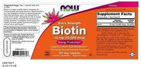 img 3 attached to NOW Biotin Extra Strength 10 mg Capsules, 10 mg, 120 Caps