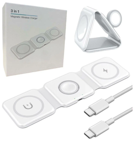 img 1 attached to GEPARD Z10 wireless charger / 3in1 magnetic clamshell / for phone / for watches / for headphones / Qi support