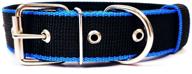 collar for dogs of medium and large breeds dog collar two-layer, nylon/cotton, 35 mm (neck circumference 38-57 cm), black/blue logo