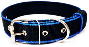 img 1 attached to Collar for dogs of medium and large breeds DOG COLLAR two-layer, nylon/cotton, 35 mm (neck circumference 38-57 cm), black/blue