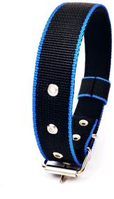 img 4 attached to Collar for dogs of medium and large breeds DOG COLLAR two-layer, nylon/cotton, 35 mm (neck circumference 38-57 cm), black/blue