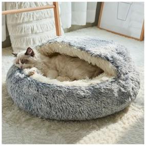 img 4 attached to Closed bed house for cats M 50 cm (inside - velor, color gray gradient) / bed spryushka for sphinx