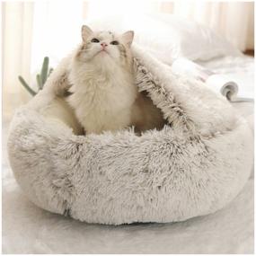 img 1 attached to Closed bed house for cats M 50 cm (inside - velor, color gray gradient) / bed spryushka for sphinx
