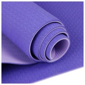 img 4 attached to Yoga mat Sangh Yoga mat two-color, 183x61x0.6 cm blue plain 0.8 kg 0.6 cm