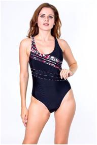 img 3 attached to Women''s one-piece swimsuit CSiman with a cutout on the back, dark blue, size 44