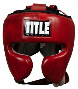 img 3 attached to Boxing helmet TITLE Boxing Blood Red Leather Sparring Headgear, size L