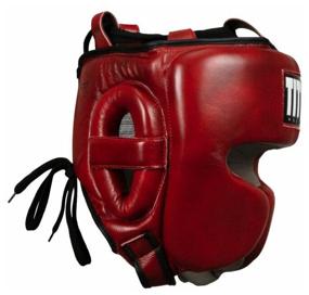 img 2 attached to Boxing helmet TITLE Boxing Blood Red Leather Sparring Headgear, size L