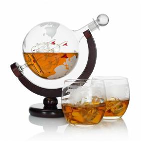 img 2 attached to Decanter globe with a ship and a set of glasses