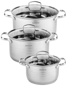img 1 attached to Saucepan set, Saucepan Hoffmann, Stainless steel, Tempered glass, 2.1l , 3.1l , 4.1l