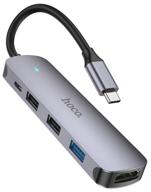 adapter hoco hb27 type-c, hdtv+usb3.0+usb2.0*2, gray logo