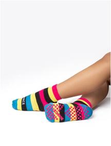 img 3 attached to Socks for trampolines and yoga L with non-slip rubberized sole yellow-pink-blue
