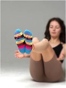 img 1 attached to Socks for trampolines and yoga L with non-slip rubberized sole yellow-pink-blue