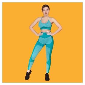 img 4 attached to Women''s 2 in 1 Fitness Suit, Top Bra and Leggings, Green, Size S