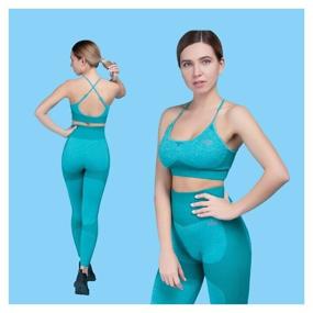 img 1 attached to Women''s 2 in 1 Fitness Suit, Top Bra and Leggings, Green, Size S