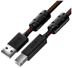 img 2 attached to GCR Cable PROF 3.0m USB 2.0, AM/BM, black-transparent, ferrite rings, 28/24 AWG, shield, armored, frost-resistant