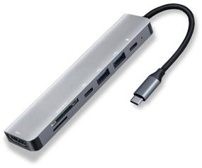 img 1 attached to 7 in 1 USB HUB Hub (HDMI 4K@60Hz TF/SD 2xUSB3.0 PD Type-C) Multifunctional Type-C Gray