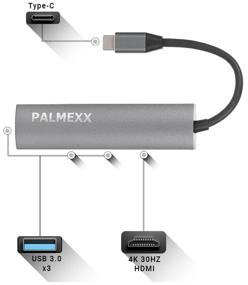 img 3 attached to Hub Palmexx USB-C to HDMI(4K)+3*USB3.0 /HUB-077