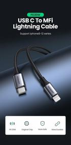 img 2 attached to Cable UGREEN USB-C to Lightning M/M Cable Aluminum Shell Braided 1m US304 (Silver) (70523)