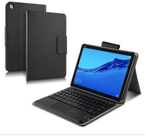 img 1 attached to MyPads Keyboard Case for Lenovo Tab M10+ Plus TB-X606F/M Detachable Wireless Bluetooth Keyboard Black Leather + Warranty + Russian Letters