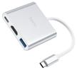 adapter hoco hb14 easy use usb-c to usb3.0 + hdmi + pd, 0.15 m, 1 pc., silver logo