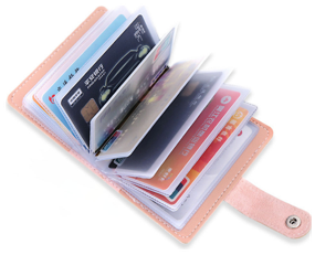 img 4 attached to Business card holder, case, case for 24 plastic discount bank cards made of eco-leather, credit card holder, pink cardholder