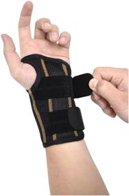 img 4 attached to OrtoX Wrist brace, universal size, height 14 cm, length 20 cm, right hand, black/brown