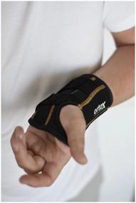img 2 attached to OrtoX Wrist brace, universal size, height 14 cm, length 20 cm, right hand, black/brown