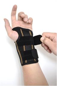 img 3 attached to OrtoX Wrist brace, universal size, height 14 cm, length 20 cm, right hand, black/brown