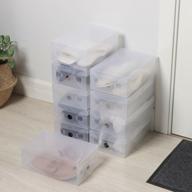 set of plastic boxes for storing shoes aqra - 10 pcs, a set of transparent folding containers - organizers, boxes логотип