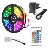 led strip 5050rgb color, smd tape 5 meters + remote control, power supply, 12w, 60 leds logo