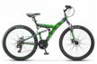 city bike stels focus md 26 21-sp v010 (2018) black/green 18" (requires final assembly) logo