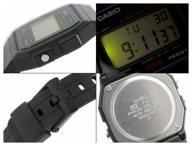 casio f-91w-1yer quartz watch, alarm clock, chronograph, stopwatch, waterproof, display backlight, blue logo
