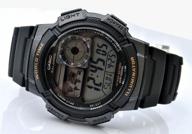 casio collection ae-1000w-1a quartz watch, alarm clock, chronograph, stopwatch, countdown timer, waterproof, display backlight, black логотип