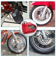 anti-theft lock for disc brakes of a motorcycle, scooter, bicycle with red alarm logo