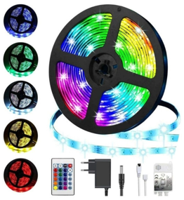 img 2 attached to LED strip 3528RGB color, SMD Tape 5 meters + remote control, power supply, 12w, 60 LEDS