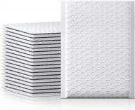 50pcs white fuxury bubble mailers 4x8 inch - self-seal waterproof shipping bags for business mailing, jewelry, makeup and supplies - small bubble padded envelopes for packages - #000 size logo