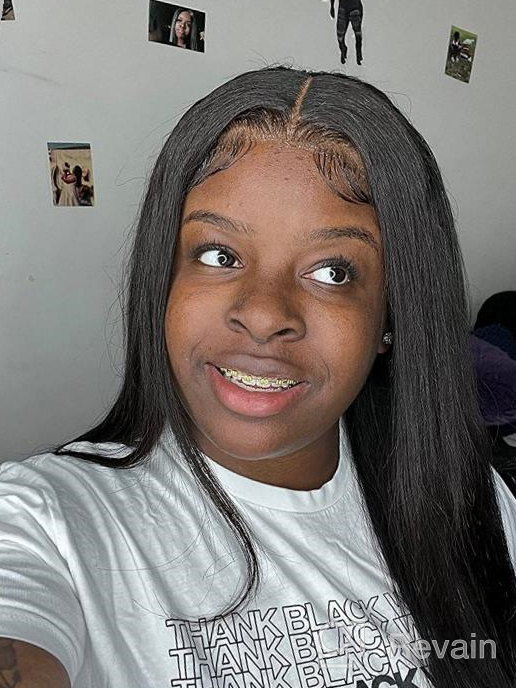 img 1 attached to 👩 ALLRUN Brazilian Body Wave Lace Front Wigs for Black Women - 30 Inch Human Hair Wigs with Pre Plucked Hairline and Baby Hair review by Thomas Landis