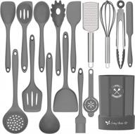 🍳 16-piece gray silicone kitchen utensils set by deedro - heat resistant cooking tools with holder, nonstick spatula kitchen gadgets for baking & cooking логотип