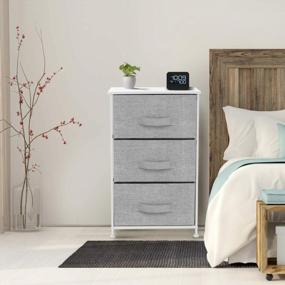 img 1 attached to Sorbus White/Gray 3-Drawer Nightstand Bedside Table Storage Tower - Home, Office, College Dorm Furniture & Accessories End Table With Steel Frame And Wood Top
