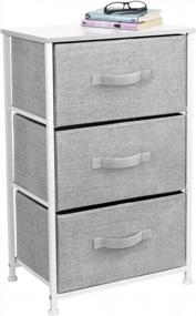 img 4 attached to Sorbus White/Gray 3-Drawer Nightstand Bedside Table Storage Tower - Home, Office, College Dorm Furniture & Accessories End Table With Steel Frame And Wood Top