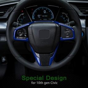 img 2 attached to 🔹 Enhance the Look of Your 10th Gen Civic: Thenice Blue Steering Wheel Cover Trims - Interior Decoration Sticker for Honda Civic Sedan Hatchback Coupe Type R 2021-2016