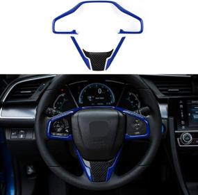 img 4 attached to 🔹 Enhance the Look of Your 10th Gen Civic: Thenice Blue Steering Wheel Cover Trims - Interior Decoration Sticker for Honda Civic Sedan Hatchback Coupe Type R 2021-2016