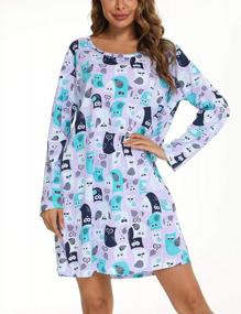 img 1 attached to Women'S Cotton Long Sleeve Nightgown Print Tee Sleep Dress ENJOYNIGHT Sleepwear