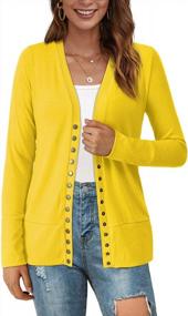 img 3 attached to Women'S Long Sleeve Knit Cardigan With V-Neck And Snaps Button Down