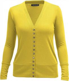 img 2 attached to Women'S Long Sleeve Knit Cardigan With V-Neck And Snaps Button Down
